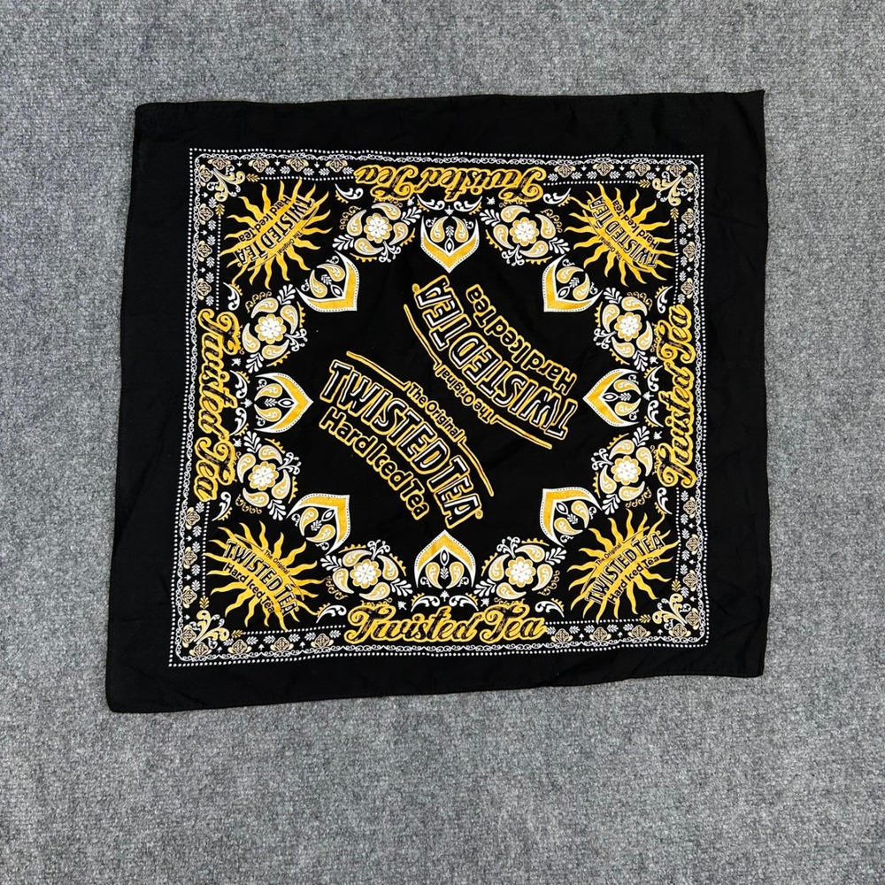 Twisted Tea Hard Iced Tea Bandana Black Yellow Paisley Sunburst Graphic